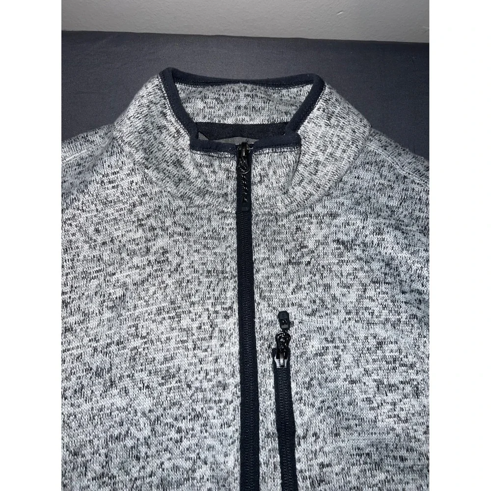 Free Country Mens XL Gray Sweater Knit Fleece Full Zip Vest Mock Neck Jacket